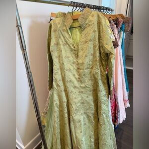 Chic Green Embroidered Indian Maxi Dress